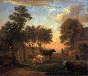 paulus potter Cows in a meadow near a farm painting